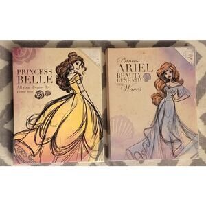 Rare Disney Princess Belle & Princess Ariel Canvas Print SET 14"x11" Each